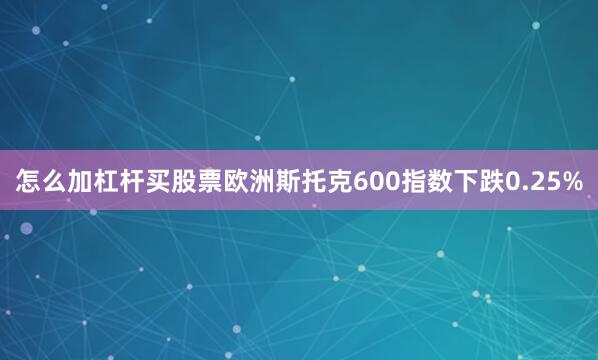 怎么加杠杆买股票欧洲斯托克600指数下跌0.25%